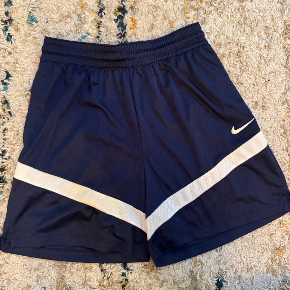 Nike Women's Dark Blue and White Athletic Shorts